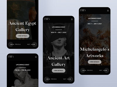 Museum of Art - Mobile version of Website art artwork concept design exhibitions figma graphic design museum ui ux website