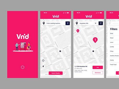 Vn'd: Vending Machine Locator App app ui