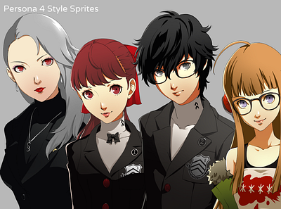 Persona 4 Style Sprites character art character design digital art fan art sprites