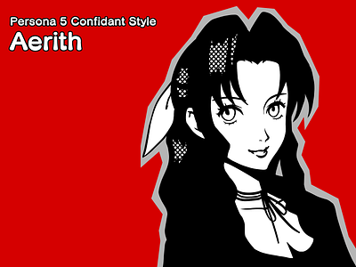 Persona 5 Confidant Style - Aerith character art digital art fan art illustration