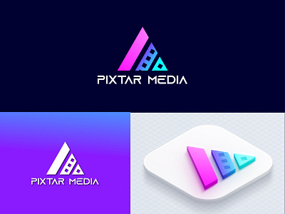 Pixtar Media brand Logo 3d animation brand identity brand logo branding clean logo colorful logo company logo creative logo design graphic design illustration logo motion graphics ui