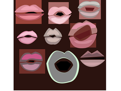 set of lips 80s 90s abstract art artwork background background. banners beautiful blossom blue lips character clip clip art collage color concept creative design emoticon