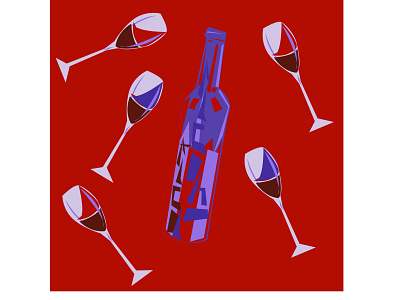festive poster with wine and glasses