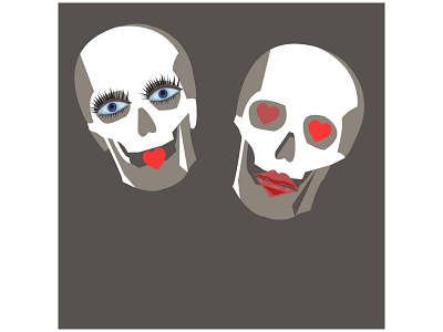 creative image of lovers in the form of a skull