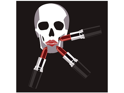 creative poster featuring lipstick and a skull