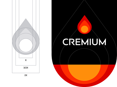 Cremium - Approved Logo Design branding agency branding and identity branding design drop fire energy logo fire firewood flame logo fusion geometric design grid layout hot icon logos mark symbol visual identity wood