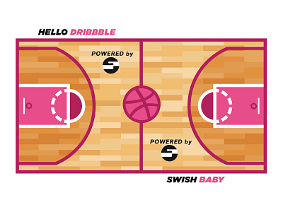 Hello Dribbble basketball court debut dribbble invite thanks wood