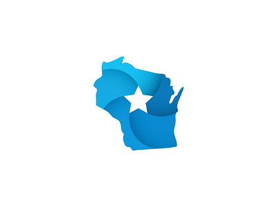 Wisconsin blue creative gradient icon logo mark star state wisconsin