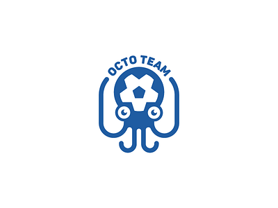 Octopus Soccer Logo animal blue brand character flat football icon identity logo mark mascot soccer