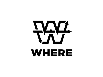 Where Logo Mark arrow arrows black and white brand direction icon identity letter mark logo logo design mark w