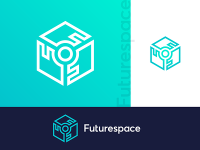 Futurespace Logo - VR AR crypto platform 3d cube brand identity branding digital currency coin f monogram future futuristic logo logo design software tech techno technology virtual reality
