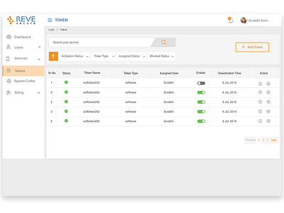 Reve Secure Dashboard dashboard data representation design filter ui ux web wire frame