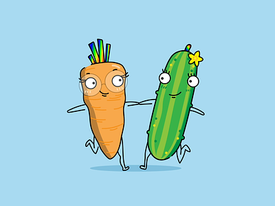 Carrot and Cucumber in love 2danimation aftereffects cute illustration digitalart lesbian lgbtq lovers pride vegetables