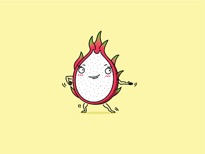 Dragon Fruit & Kathak Dance cute illustration dancing dancingfruits design digitalart dragonfruit fire fruitillustration illustration pixelart
