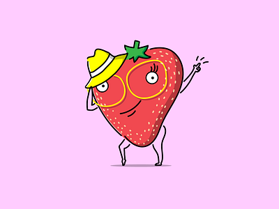 Strawberry & Jazz Dance cuteillustration danceillustration fruit illustration illustration illustrator jazzdance strawberry