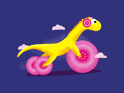 Dinosaur motorcycle 2danimation character cute illustration digitalart digitalcreation dinosaur motorcycle procreate repertile tricycle