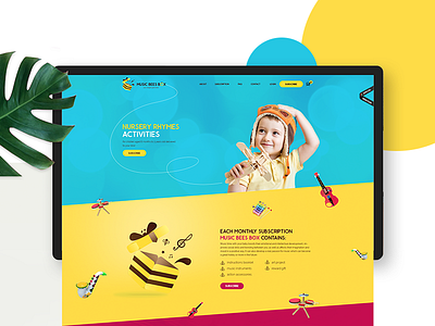 Music Bee Box - UI Design bootstrap colorful flat free interaction kids music paralax ui ux web webdesign