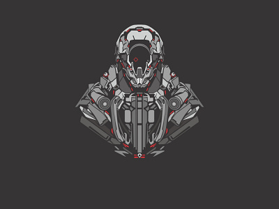 Cooper armor design flat illustration mecha robot sci fi vector