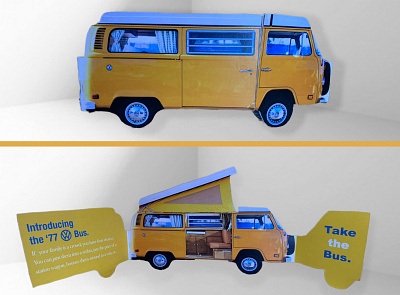 77' Volkswagon Bus Rebrand design die cut print design rebranding