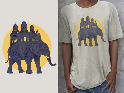 Elephants and Mosques illustration design elephant illustration mosque vector