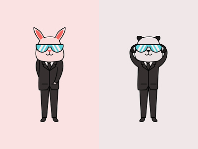 Cool rabbit and panda