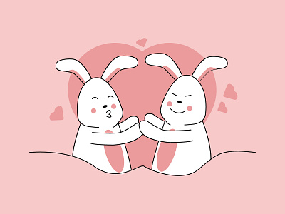 cute love rabbit design illustration rabbit vector