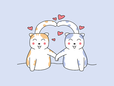 cute love cat cat design illustration vector