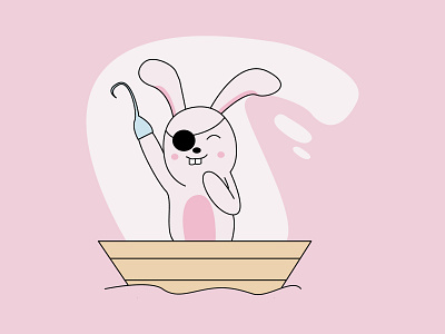 cute rabbit pirates design illustration vector