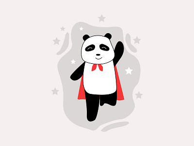 cute hero panda design illustration panda vector