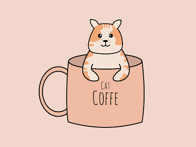 cute coffe cat cat coffee design illustration vector