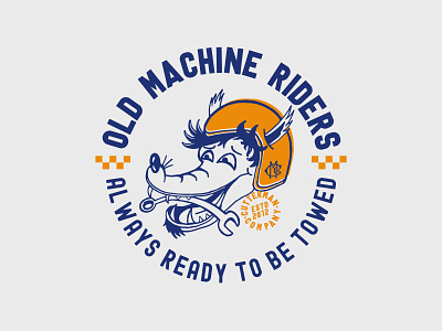 Old machine riders apparel badge design illustration riders t shirt vector