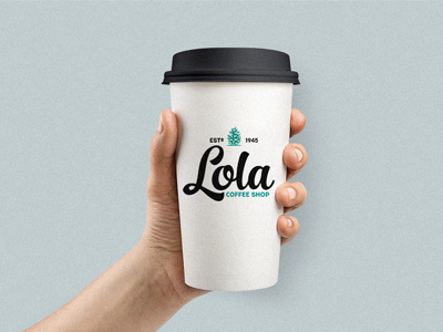 Lola coffee shop. coffee cups graphic design. lettering logo