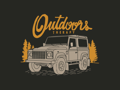 Outdoors Therapy. explorer illustration land90 lettering outdoors t shirt