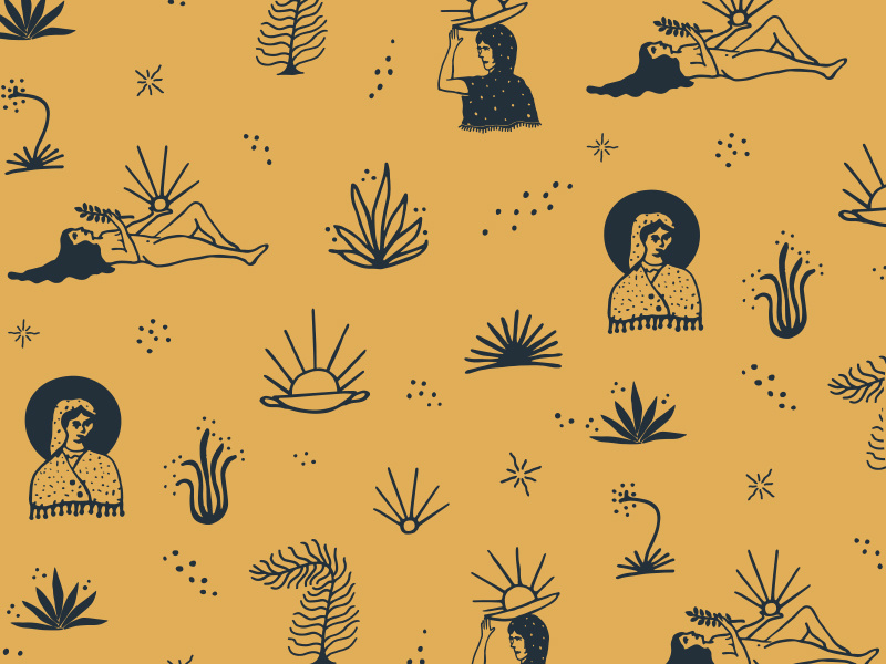 Pattern - The secret waters. woman pattern design apparel illustration