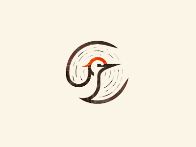 Worked-up woodpecker logo! geometric log logo wood woodpecker