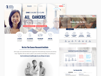 Cancer Research Institute Website Design art direction home page illustration landing page nonprofit photography research responsive web website