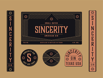 Sincerity - Gin Brand Concept brand branding design gin identity design label design liquor packaging stickers
