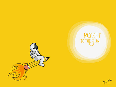 Rocket to the Sun art astronaut cartoon cartoon art cartoon character cartoon illustration design flat flying illustration minimal pencil rocket simple simple illustration sun web