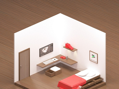 Isometric Bedroom 3d 3d art bedroom design blender3d design isometric isometric design
