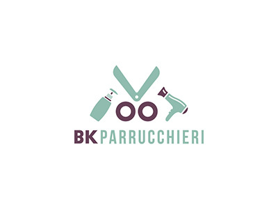 BK brand color cut hairdresser logo scissors