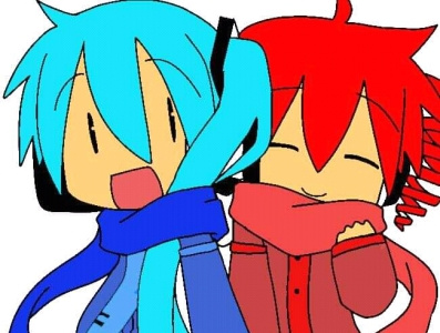Miku and Teto anime friend illustration vocaloid