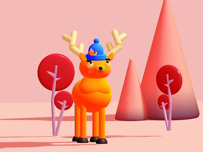 deer and snail 3d 3d art art character design illustrations spline