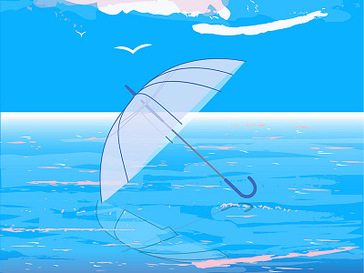 sea umbrella art character draw graphic illustration illustrations illustrator minimalism sea umbrella vector