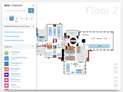 BYU Library Floormaps Redesign ui ux visual design