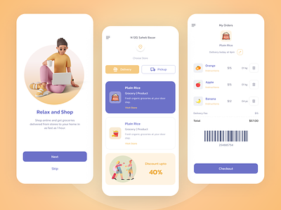 Grocery Shop App Design | e-commerce androidapp app screen appdesign designinspiration discover ecommerce figma food grocery illustration mobile netro onlineshop product design purchese shoping ui uiux ux uxswipe