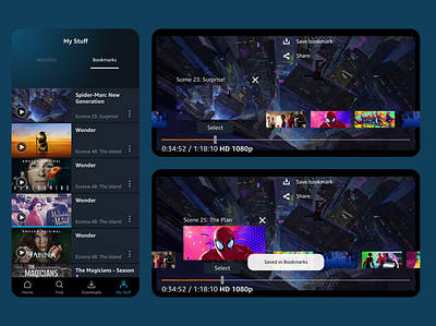 Bookmark Feature for Prime Video app branding design mobile app ui ux