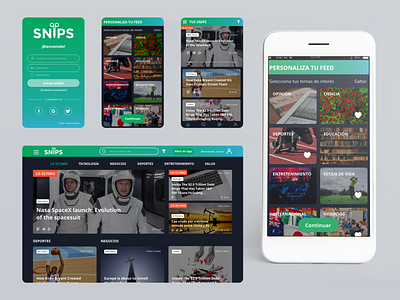 Snips - The new way to receive news app design mobile app ui ux uxui web