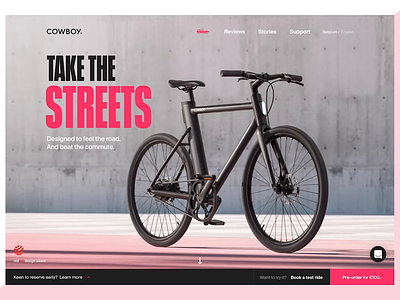 Cowboy 2019 - Homepage bicycle branding design electric bicycle interactive ui uidesign user interface ux web web design webdesign webgl website design