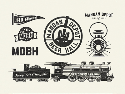 Mandan Depot Bier Hall beer branding icon icon set illustration lantern logo train