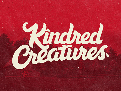 Kindred Creatures Logo animal farm animals brush brush script creatures farm hand lettering lettering red script